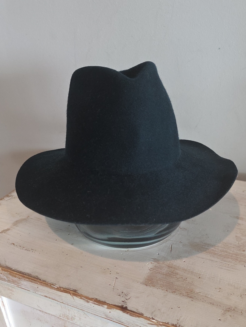 Janessa Leone Dark Green Wool Fedora Hat